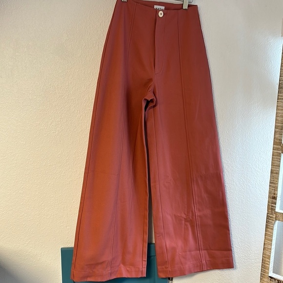 Esby Lucia Pant wide leg 100% cotton size 0. Coral color. Worn once. - Picture 2 of 15